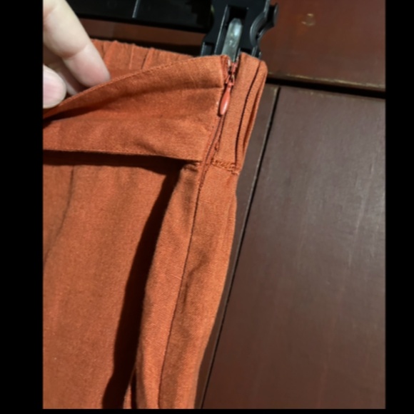 NWOT Urban Outfitters Linen Tie Front Wide Leg Cropped Pants Rust Orange Size S - Picture 9 of 16